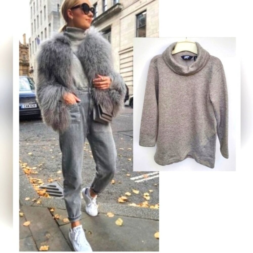 Land's End Grey Sweatshirt Pull Over Like NEW! Cowl